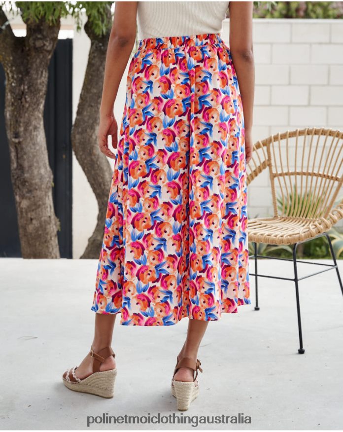 Skirt Flowers Hannah ORANGE Polin et moi Clothing 2R020D320