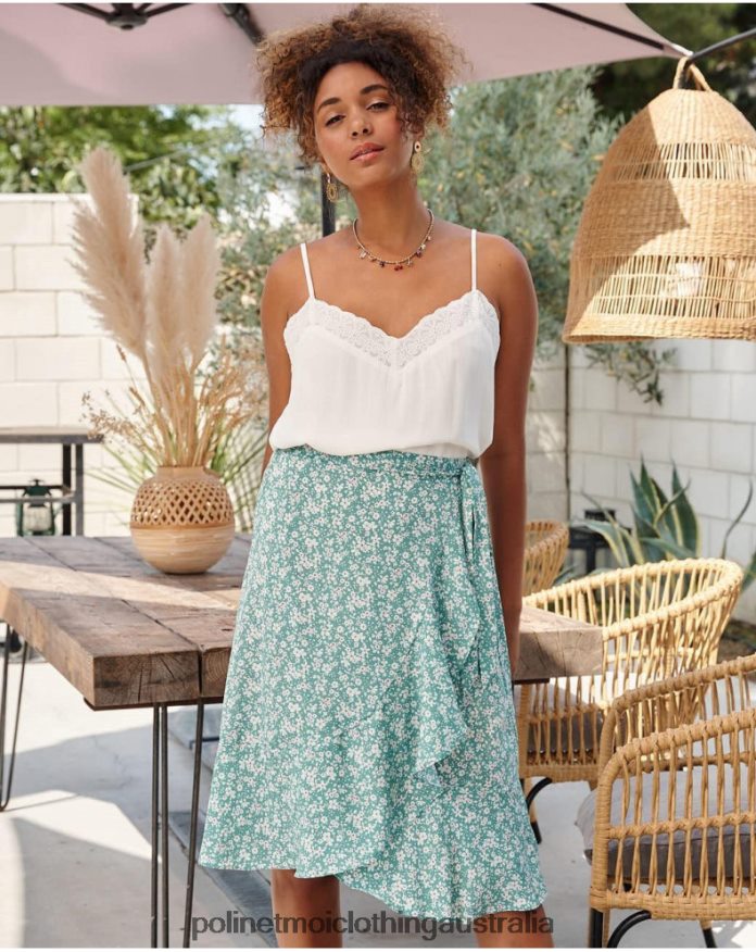 Skirt Ruffled Happiness Emerald green Polin et moi Clothing 2R020D295