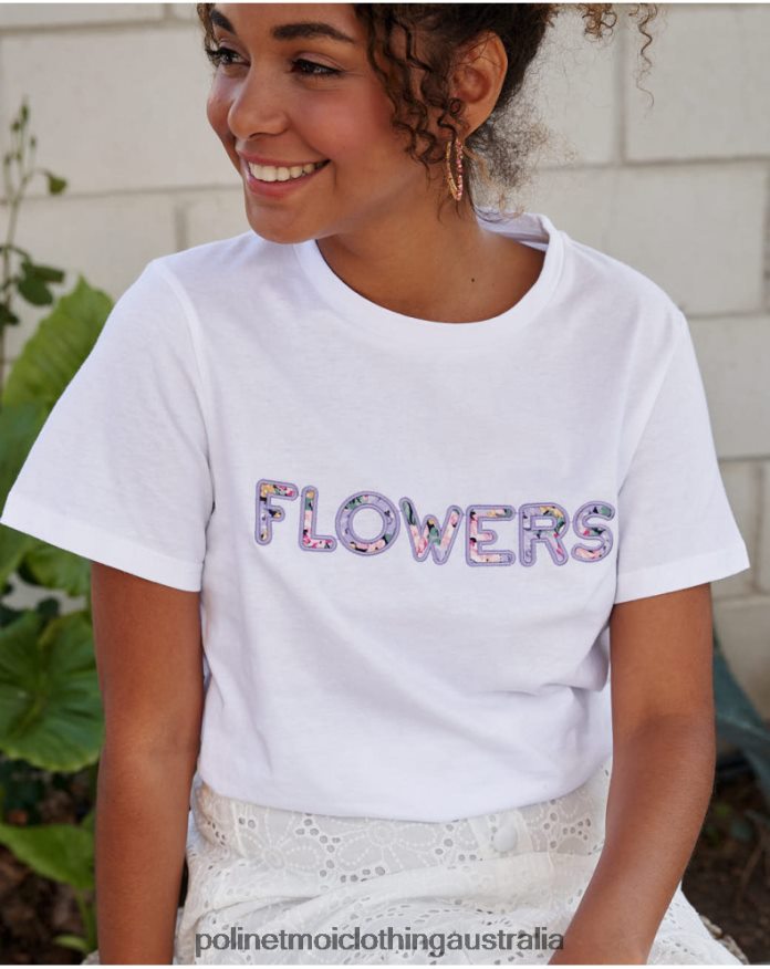 Flowers Bela T-shirt white Polin et moi Clothing 2R020D250