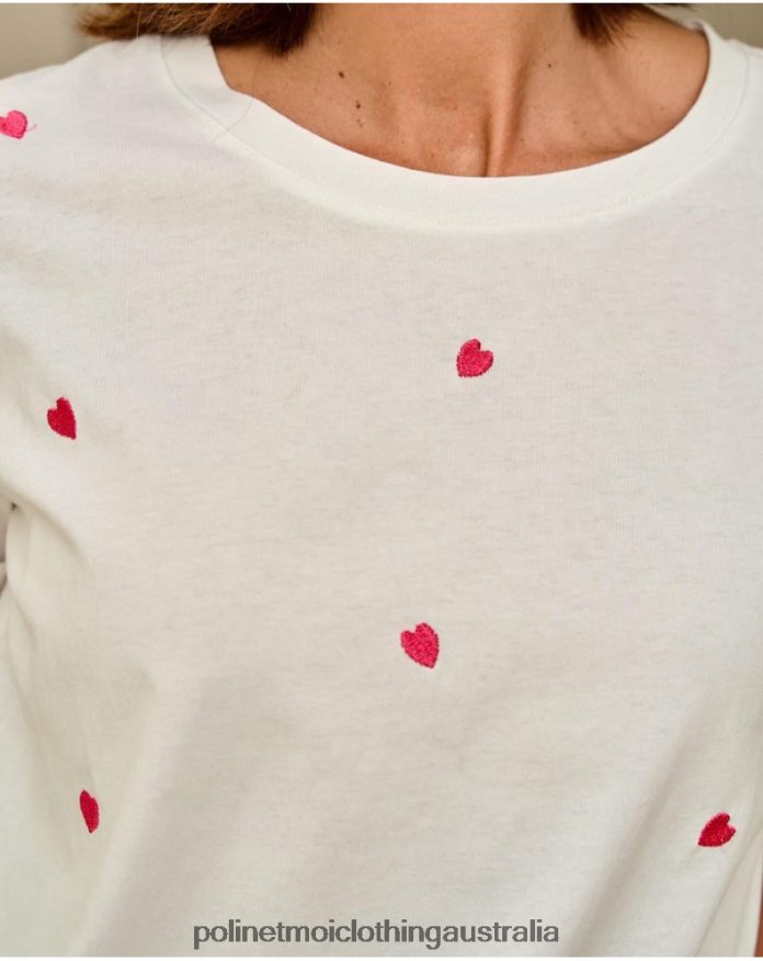 Idoya Hearts T-shirt WHITE Polin et moi Clothing 2R020D282