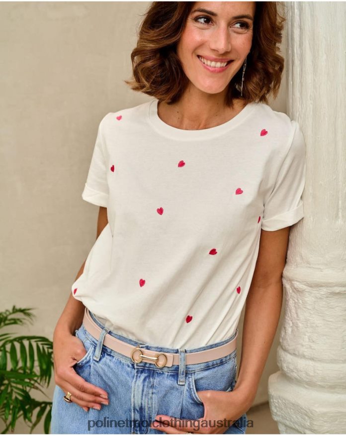 Idoya Hearts T-shirt WHITE Polin et moi Clothing 2R020D282