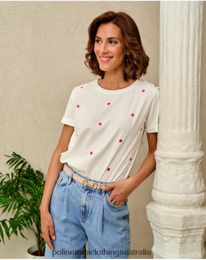 Idoya Hearts T-shirt WHITE Polin et moi Clothing 2R020D282