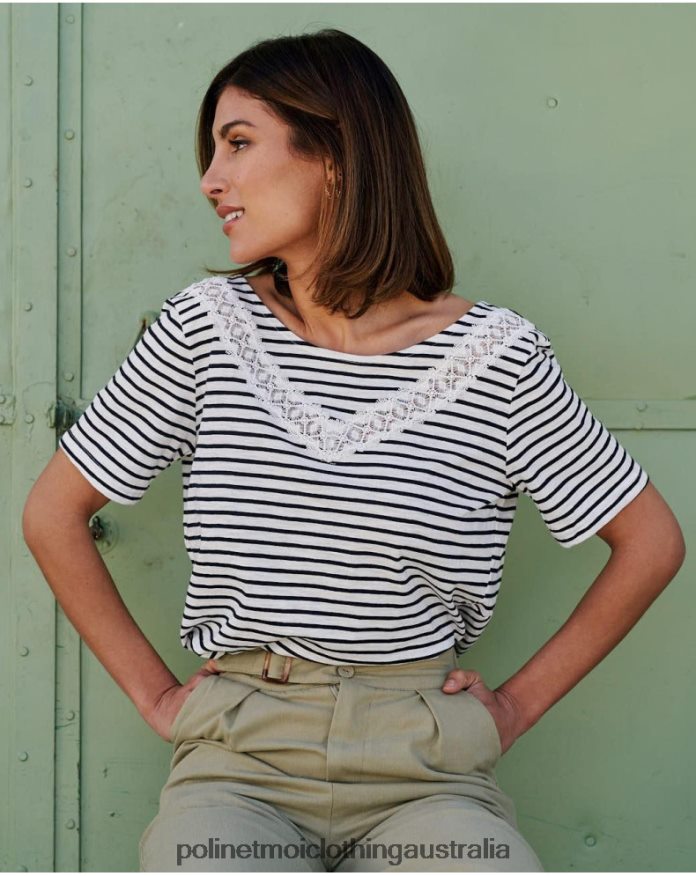 Paty Stripes T-Shirt Marine Polin et moi Clothing 2R020D259