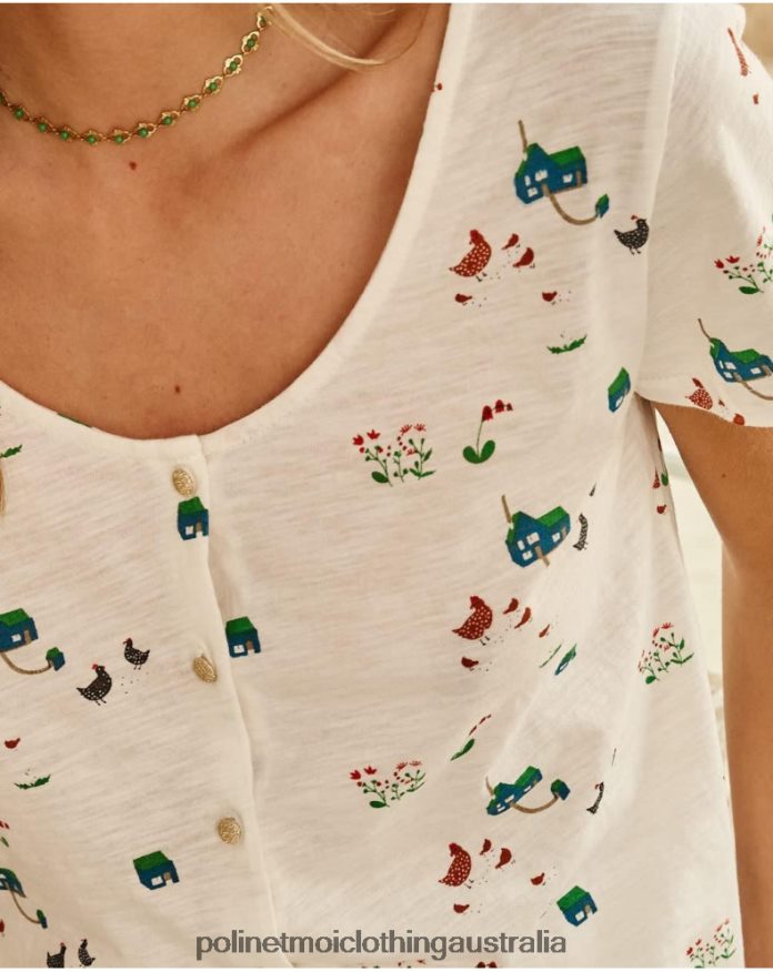 T-shirt Buttons white Polin et moi Clothing 2R020D267