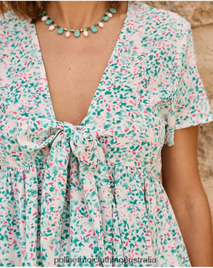 Top Bow Esmeralda Turquoise Polin et moi Clothing 2R020D241