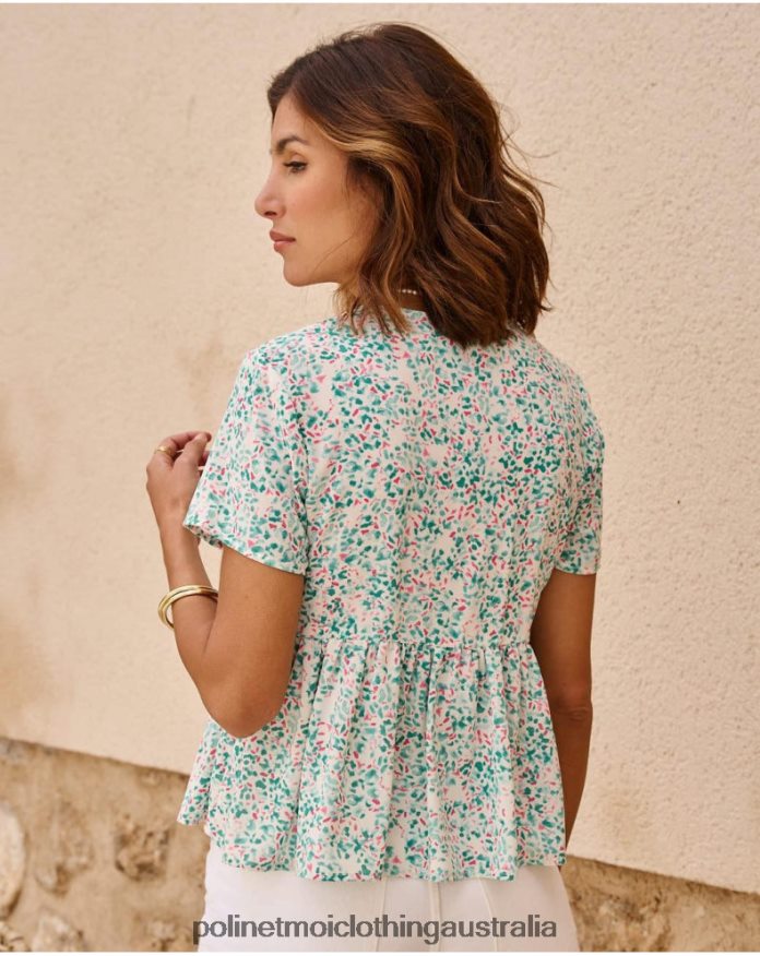 Top Bow Esmeralda Turquoise Polin et moi Clothing 2R020D241