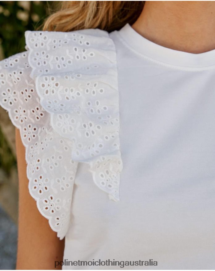 Top Ruffled Aymara white Polin et moi Clothing 2R020D266