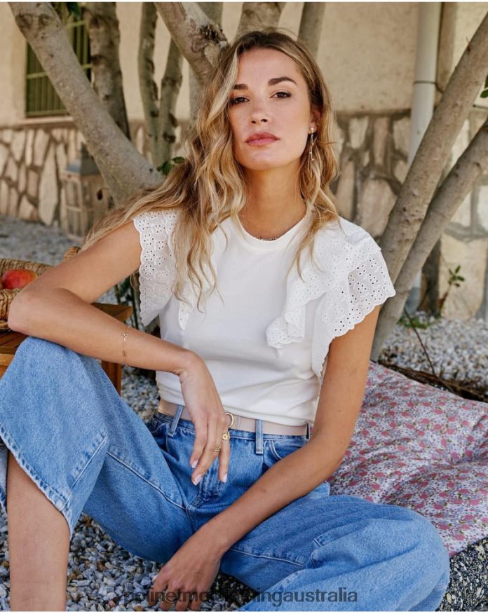 Top Ruffled Aymara white Polin et moi Clothing 2R020D266