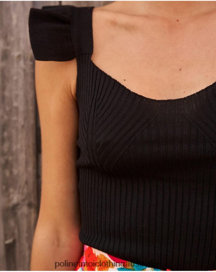 Top ruffle Macu black Polin et moi Clothing 2R020D284